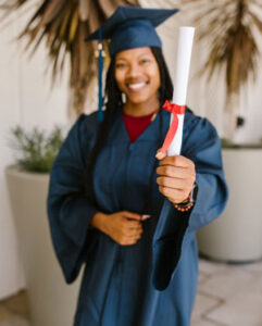 Young black woman college graduate