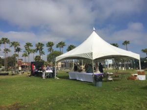 Setting up the registration area.