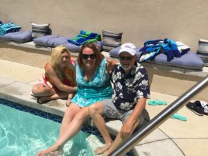 Laying out by the pool.