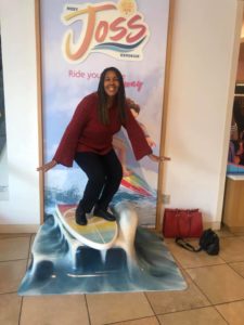 Wendi riding the surf!