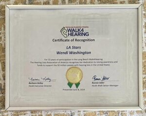 A display recognizing the chapter for 15 years of service for the walk