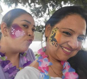 Fabiola and her mom after a facing painting