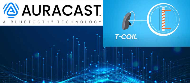 Auracast and t-coil logos