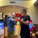 Keiko sharing her white elephant gift